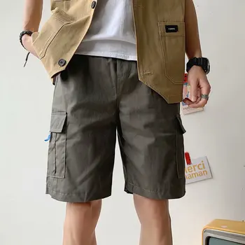 

Men's Shorts Summer Solid Overalls Sports Pocket Fashion New Male Soft Cool Loose Outdoor Streetwear