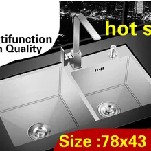 Квартира кухня ручная раковина двойной паз многофункциональные сделать блюда Горячая 304 нержавеющая сталь 780x430 мм