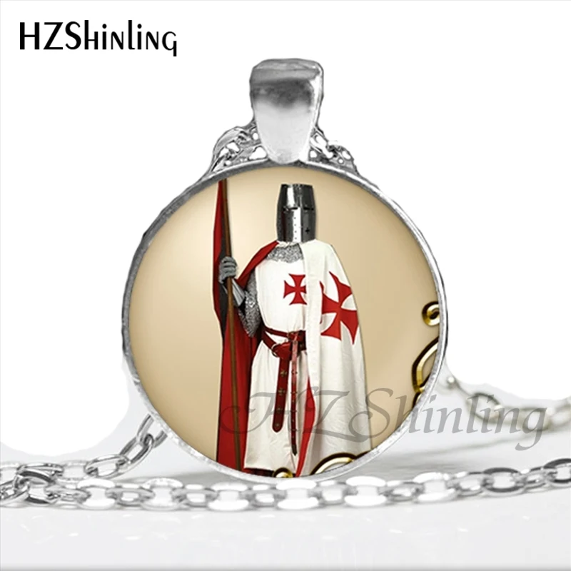 NS-00801 Новое прибытие Рыцари Тамплиер кулон ювелирные изделия Рыцарь тамплиер Крест стекло ожерелье с кабошоном для женщин мужчин HZ1