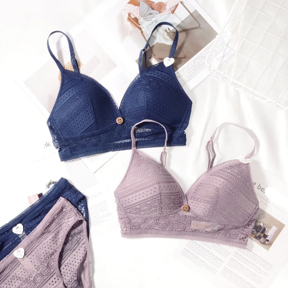 Sleep sexy underwear wireless thin cup women bra and panty set