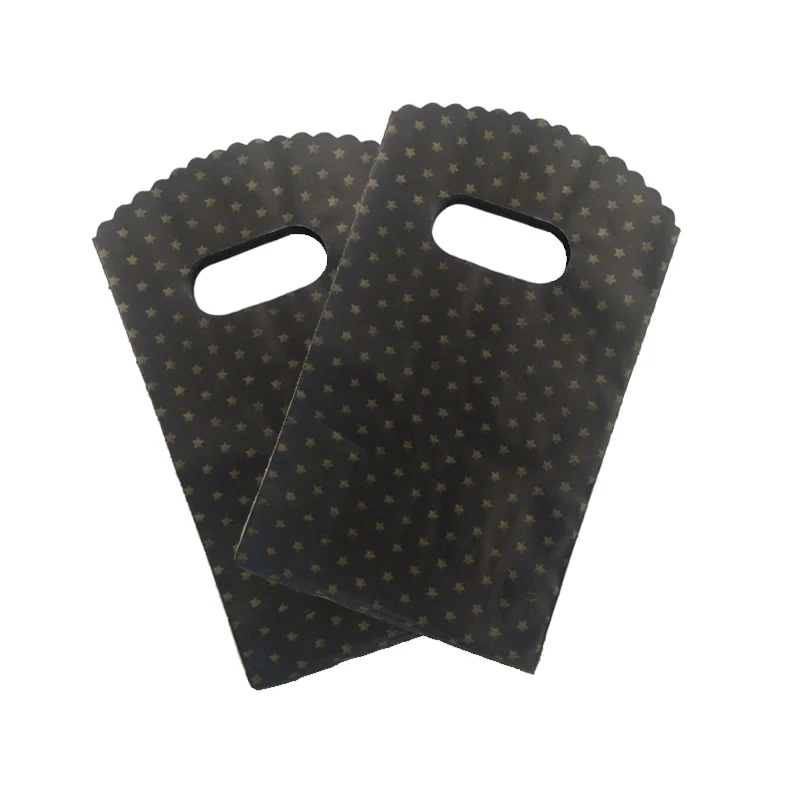

100pcs 9x15cm Small Plastic Bag Little Gold Star Print Black Gift Bag Jewelry Candy Packaging Plastic Gift Bags Shopping Bag