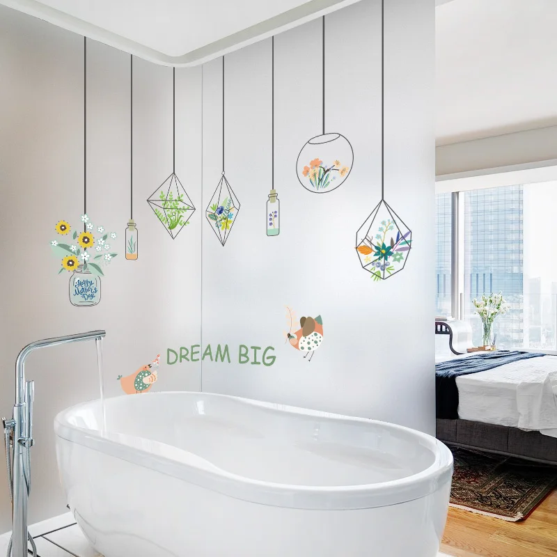 

DICOR DIY 3D Style Bathroom Decorative Wall Sticker Waterproof Removable Matte Art Decor Adesivo de parede BLT1245