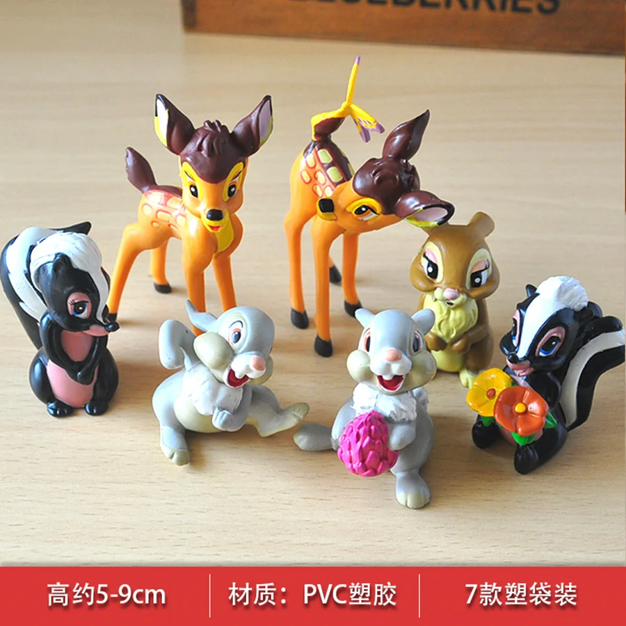

7pcs/lot New Lovely Bambi Deer PVC Action Figure Model Dolls Children Classic Toys