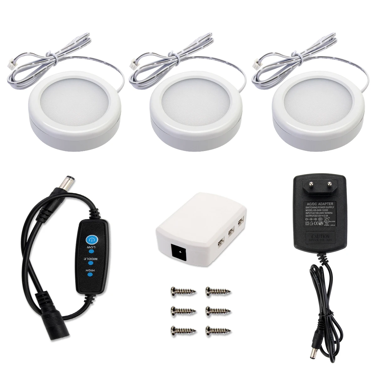 1Set Dimmable 12V DC 3W LED Round Under Lighting Puck Light for