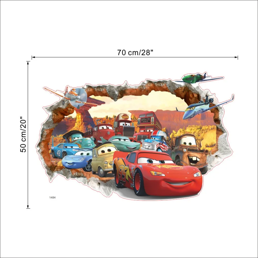 3D DIY Pixar Car 3 Lightning McQueen Free Shipping Photo PVC Wall Decals/Adhesive Family Walll Stickers Mural Art Home Decor 5