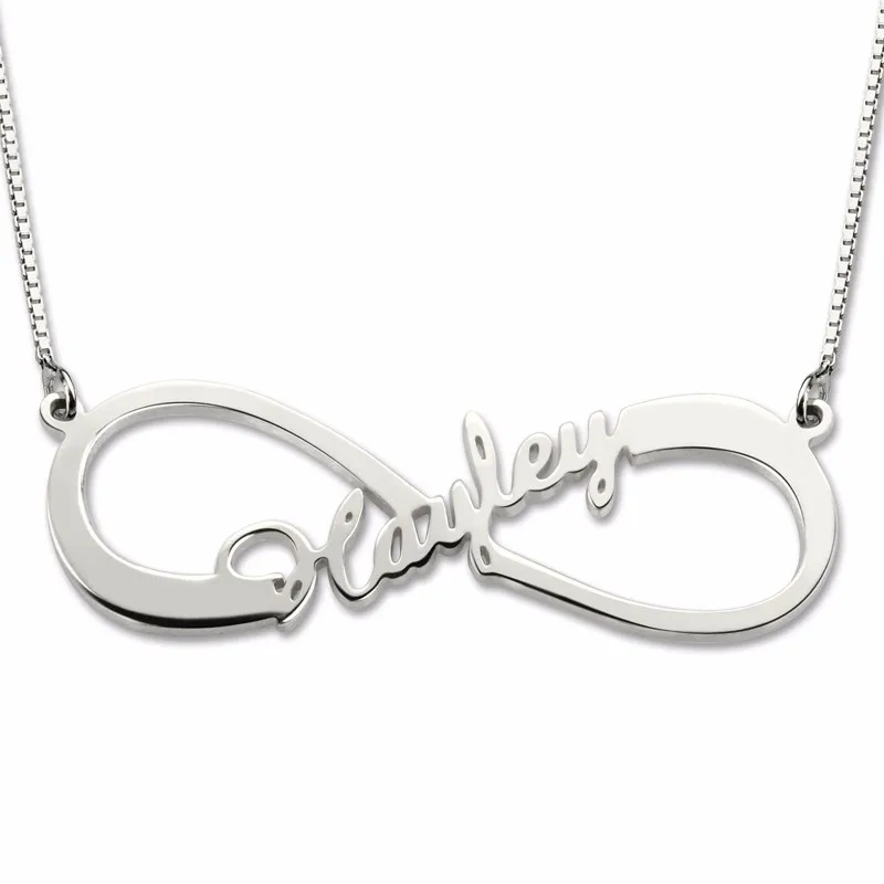 

Costume Nameplate Necklace Sterling Silver 925 Custom Infinity Single Name Pendant Women Choker Colar Necklaces Gifts for Friend