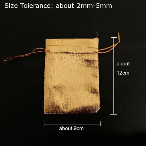 5 шт золотистого и серебряного цвета, регулируемая сумка для упаковки ювелирных изделий, бархатная сумка, блестящие свадебные подарочные сумки для конфет, вечерние сумки - Цвет: gold 9x12cm