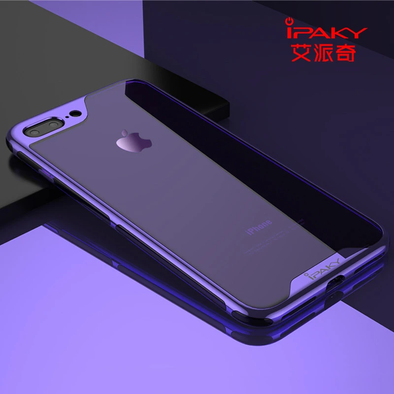 

iPaky Case for iPhone 8 7 Plus X Luxury Electroplated PC Frame & Transparent Silicon Gel Back Cover Hybrid Soft Housing