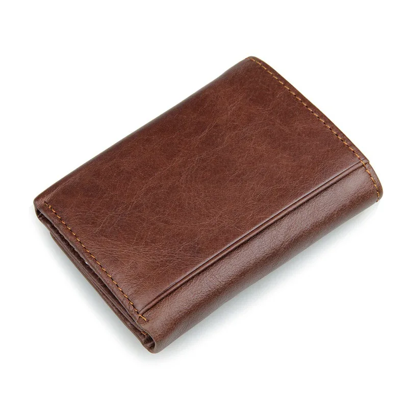 Mens Wallet RFID Blocking Slim Genuine Leather Trifold Credit Card Wallet Brown