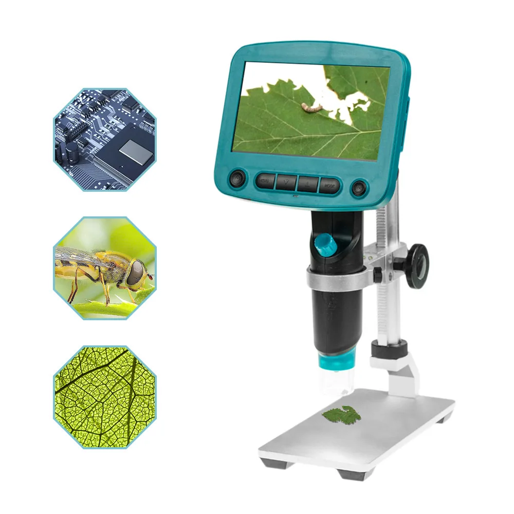

800X USB Digital LCD Microscope 4.3 Inch HD OLED Portable 8 LED VGA Camera Video Microscopes Magnifier With Stainless Steel Base