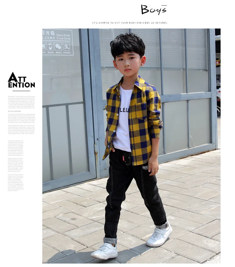 Promotion Hot Sale Boys Shirts Classic Casual Plaid Flannel Children shirts For 3-11 Years Kids Boy Wear