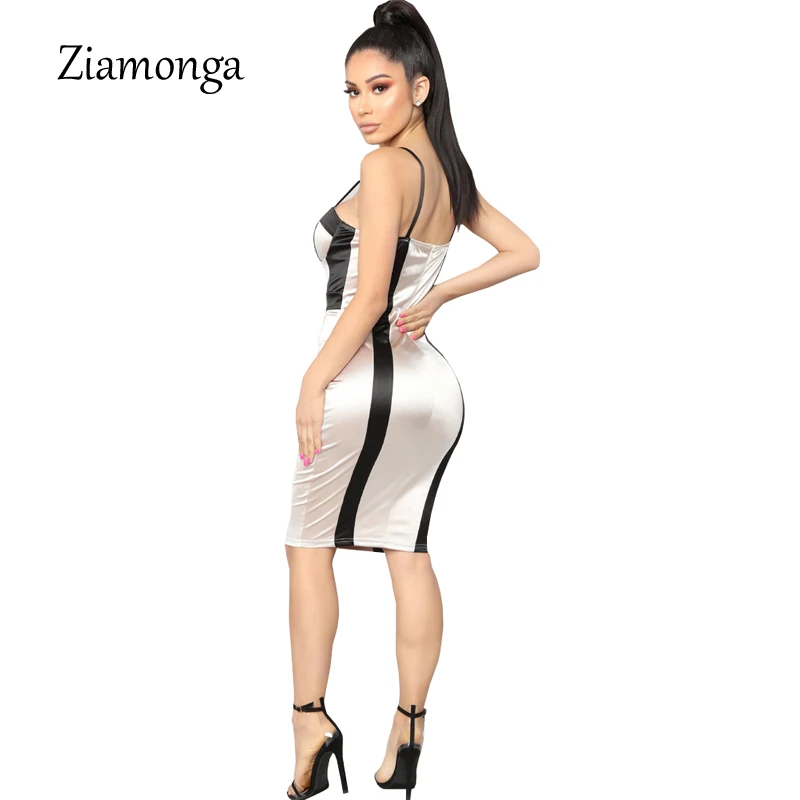 Ziamonga Sexy бретелек облегающее Бандажное платье Спагетти ремень обтягивающее с