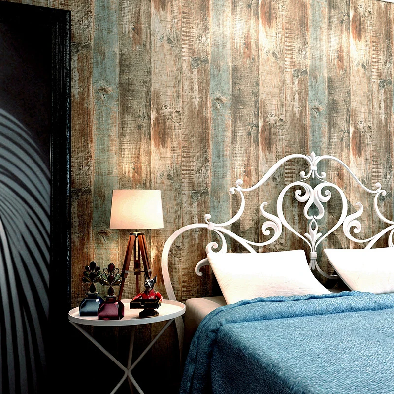 

Retro Wall Sticker 0.53*9.5m Wood Stripes Patten Plank Wall Sticker PVC Rustic Wall Bar Restaurant Vertical Stripes Fashion