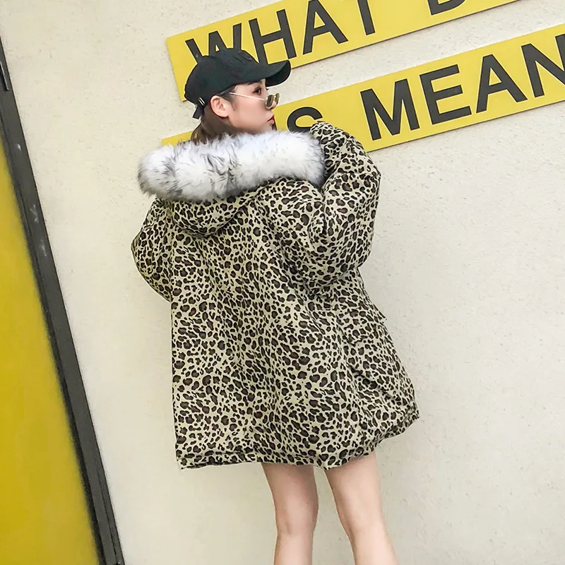 Lâche Capuchon Longues Chaud Collier En D'agneau Leopard Hiver À Décontractés Léopard 2018 Manteau De Nouveau Coton Épais Femmes fPxpwB0Fnq