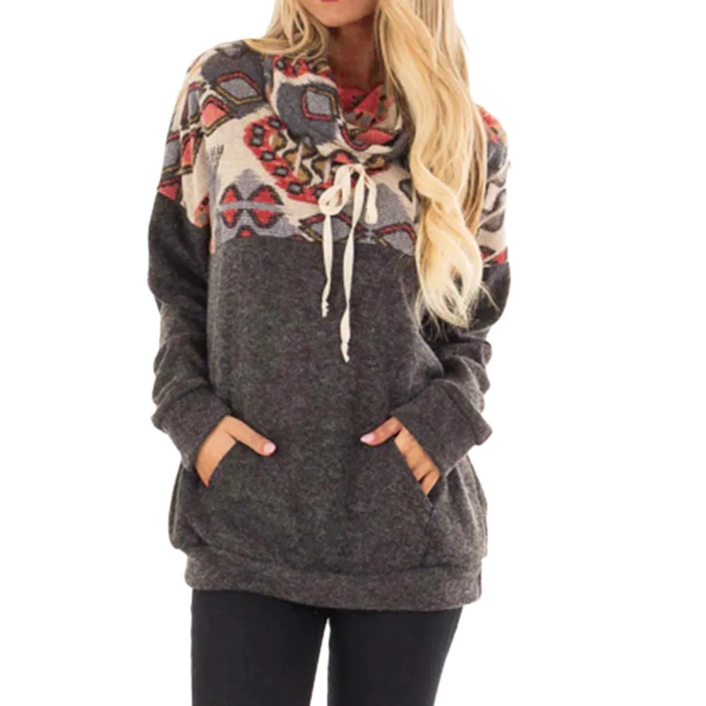 Cowl Neck Patchwork Casual Dresses