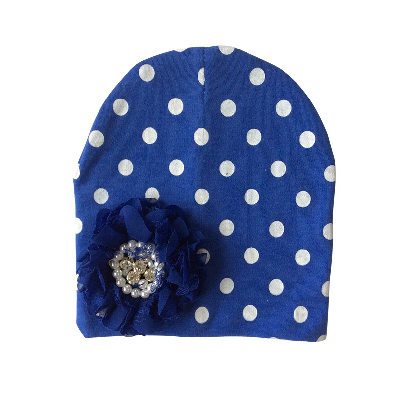 Baby Hat Cotton Floral Hat For Baby Girls Winter Caps Children's Beanie hats - Цвет: blue dot