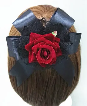 

Lolita Fabric Blooming Rose Flower Ribbon Hair Decorations Wedding Party Hairs Clip Bridal Wedding Hair Accessories