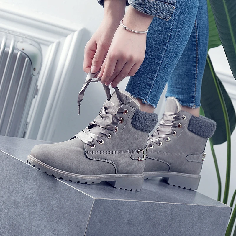 

Weweya Women Silk Pink Shoes Fur Winter Warm Women Snow Ankle Boot Ladies Pink Boots Female Rivet Design Botas Mujer Big Size 41