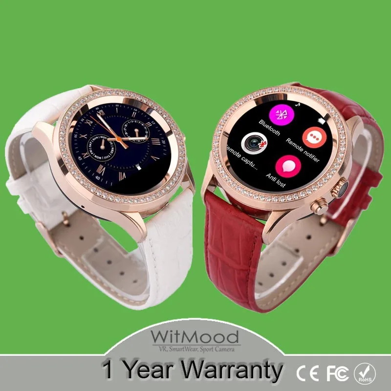 2016 Newest Red Diamonds women Smart Watch leather No.1 D2 MTK2502