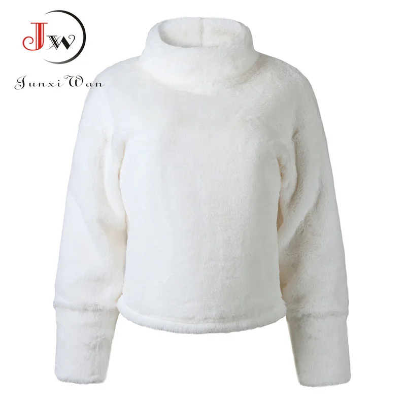 Женские толстовки с капюшоном, белая водолазка, флисовый пуловер, осенне-зимнее пальто, верхняя одежда, модная куртка размера плюс - Цвет: Белый