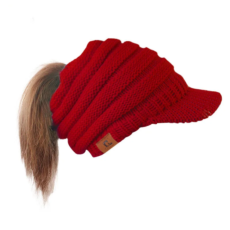 2018 new European and American popular winter hat wool line cap with hole cap ski hat