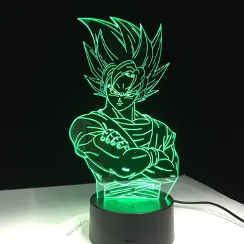 

For Kids Dragon Ball Z Vegeta Super Saiyan Led Light Lamp Super Son Goku Led Table Desk Lamp Luces Navidad with Touch / Remote
