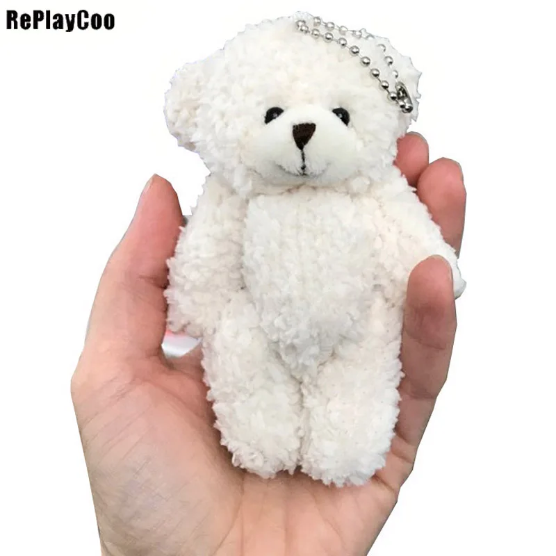 

50pcs/lot Mini Joint Teddy Bear plush toys chain white gummy bears 12cm animal for Wedding peluches bicho ursinho de pelucia
