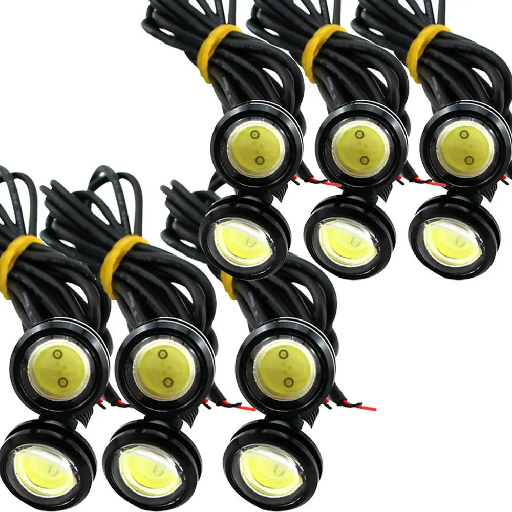 

1pc 9W 12V 18MM LED Eagle Eye Light Car Fog DRL Daytime Reverse Parking Signal Yellow Amber Blue White Red Pink Purple