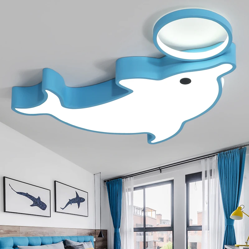

LICAN Modern led Ceiling Lights for home Bedroom Kids boys girls cartoon dolphin Ceiling lamp with remote dimming Ceiling lamp