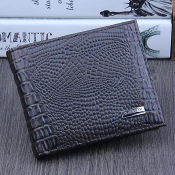 

2019 Crocodile Skin Wallet Men PU Leather Small Zipper Short Men Wallets Credit Card Holder Coin Pocket Purse Alligator Carteira