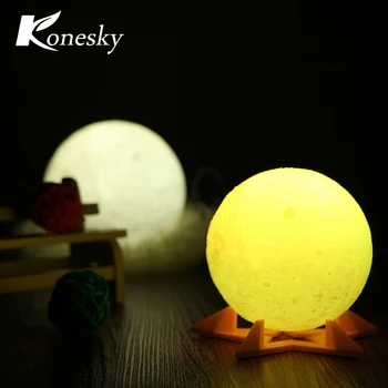 

Rechargeable 3D Print Moon Lamp 2 Color Change Touch Switch Bedroom Bookcase Night Light Home Decor Creative Gift