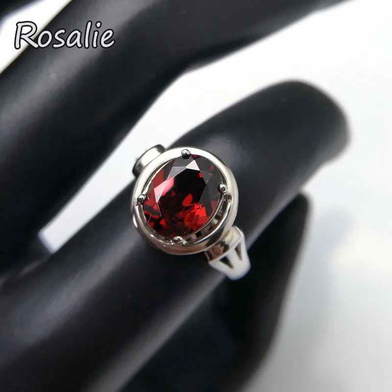 

Rosalie,Simple elegant Ring with natural Mozambique Red garnet fine jewelry 925 sterling silver for women daily wear nice gift