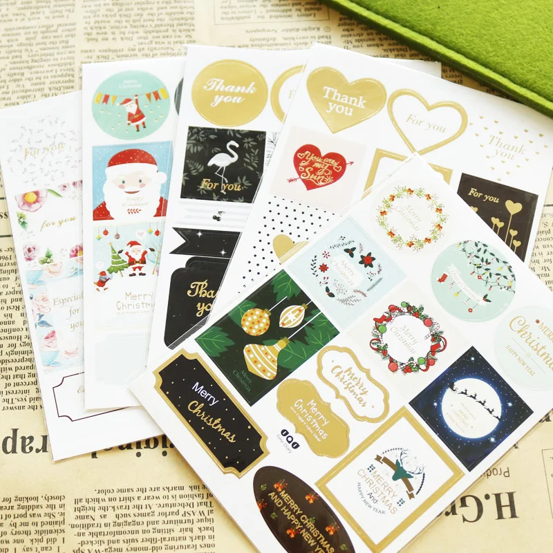 

24pcs Christmas Paper Sticker Labels Stationery Santa Claus Gift Paper Sticker for Album Scrap book Post Christmas Party Decor
