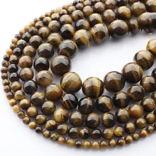 

1strand/lot Natural Stone Tiger Eye Agates Round Beads Loose Spacer Bead For Necklace Bracelet DIY Jewelry Making Bulk Wholesale