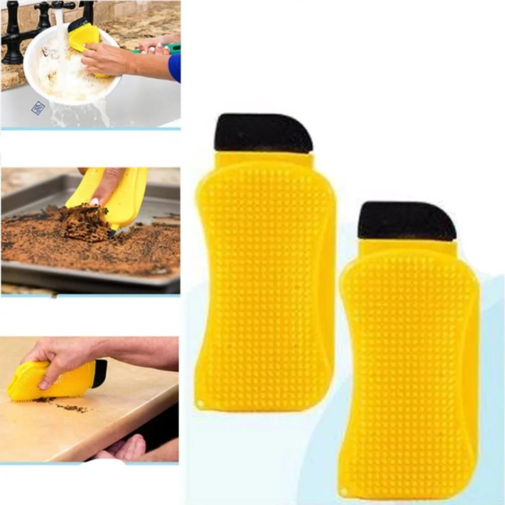

Multifunctional 3-in-1 Silicone Practical Cleaning Brush Sponge Kitchen Squeegees Kitchen Cleaning Tools Home Cleaner