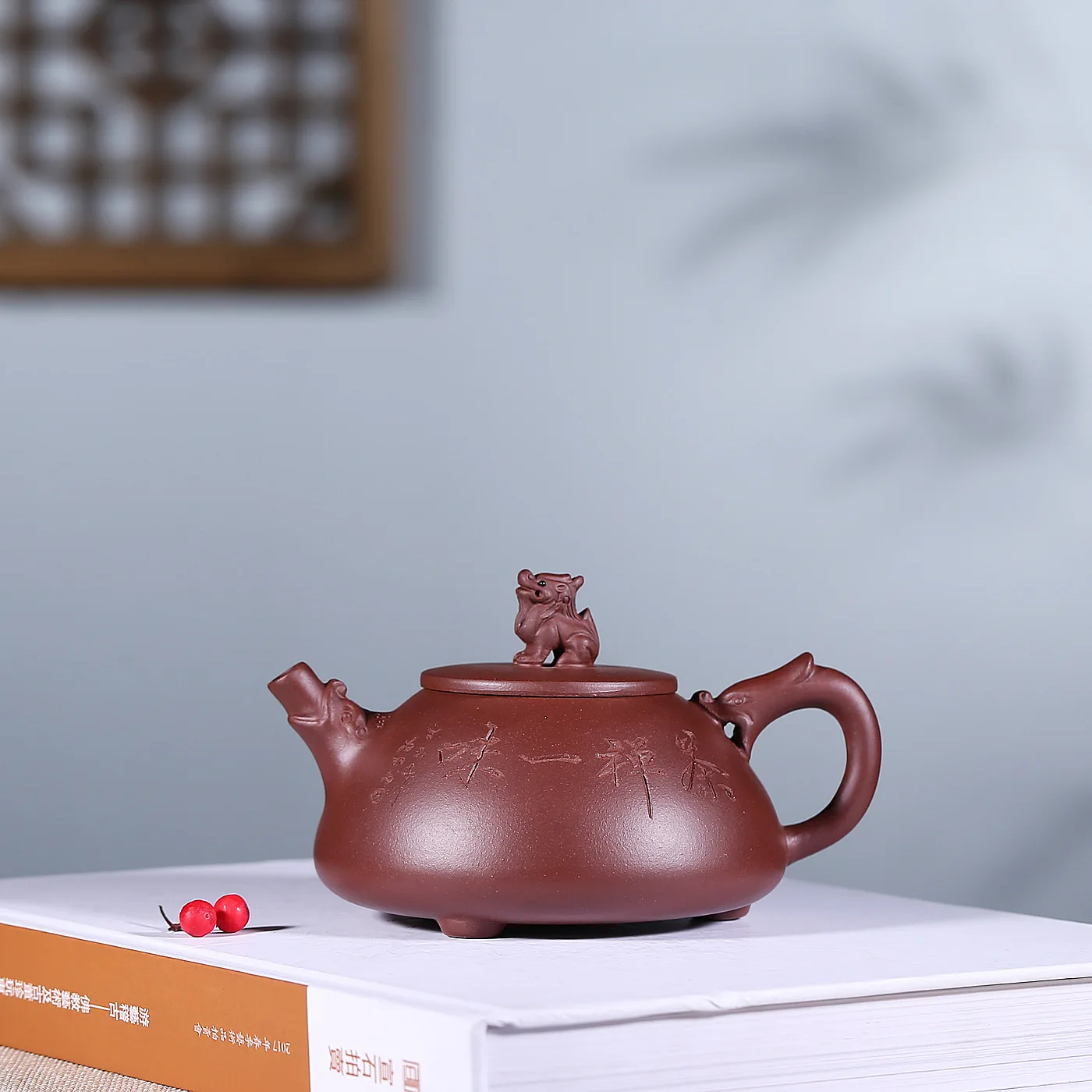 

Dark-red Enameled Pottery Teapot Full Manual Xuyi Purple Mud Kungfu Online Teapot Tea Set Wholesale A Piece Of Generation Hair