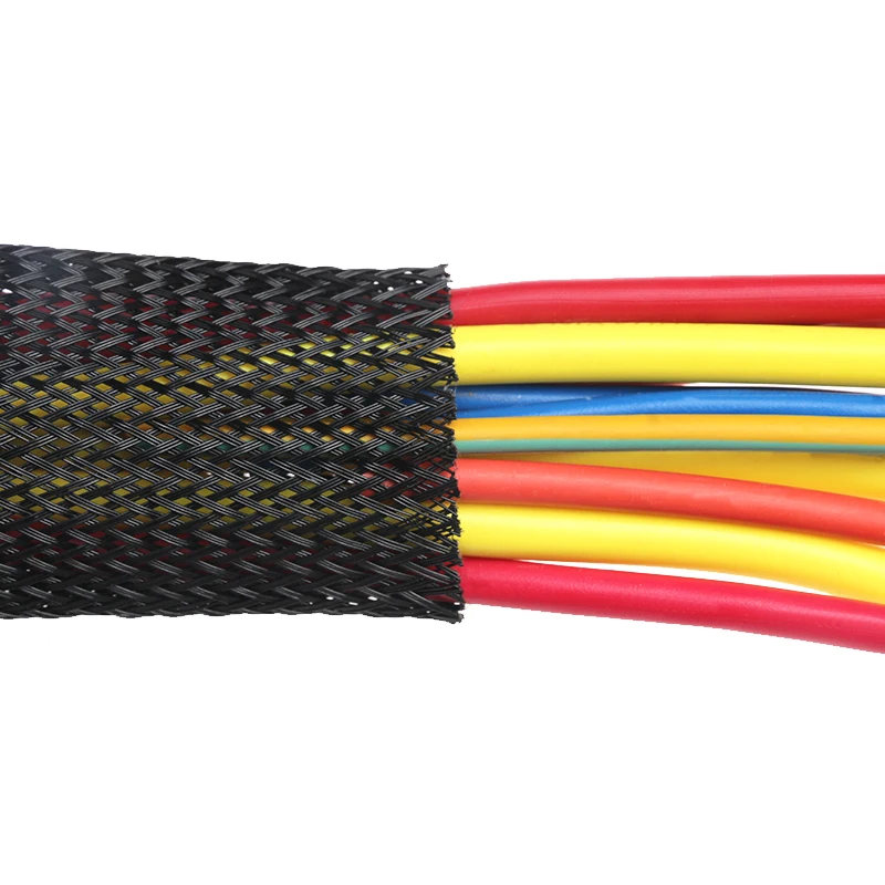 5 м черный изоляционный кабель в оплетке 4/6/8/10/12/15/20/25 мм плотный PET, расширяемые кабельная муфта проводки кабели защита