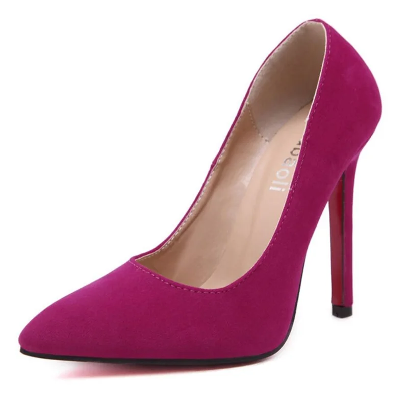 

2016 New Spring Autumn Fashion Occupation Women Pumps Pointed Toe Flock Office Career Thin High Heels Shoes Woman Free Shipping