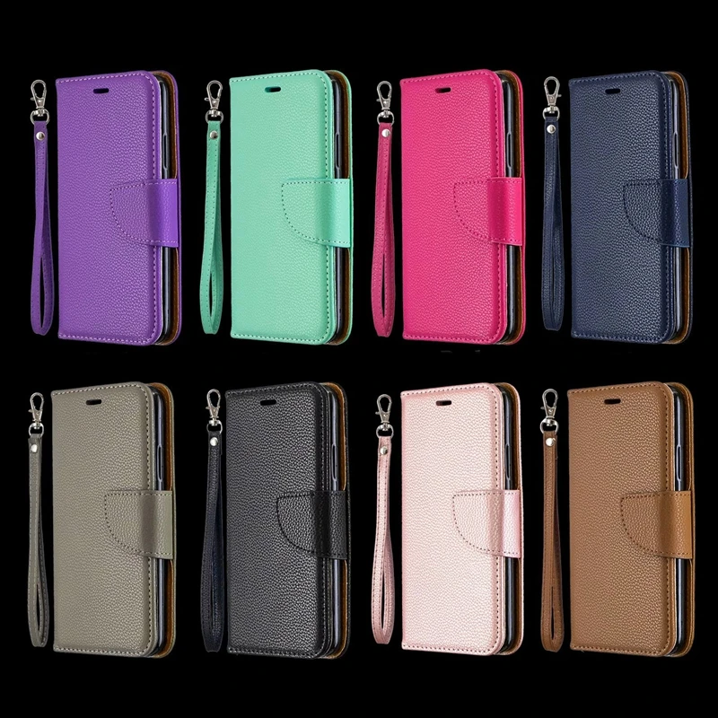 

Leather Wallet Case For Galaxy M10 M20 M30 A10 A20 A30 A40 A50 A70 A7 J4 J6 A6 18 Leechee Flip Holder ID Card Slot TPU 50PCS