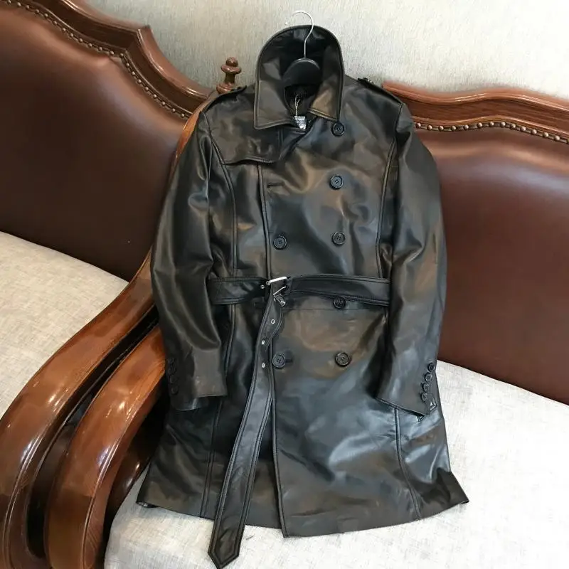 Discount So tender!Only 37 pieces!Exported to Japan!Italy without coating lamb skin leather leather male long windbreaker 2
