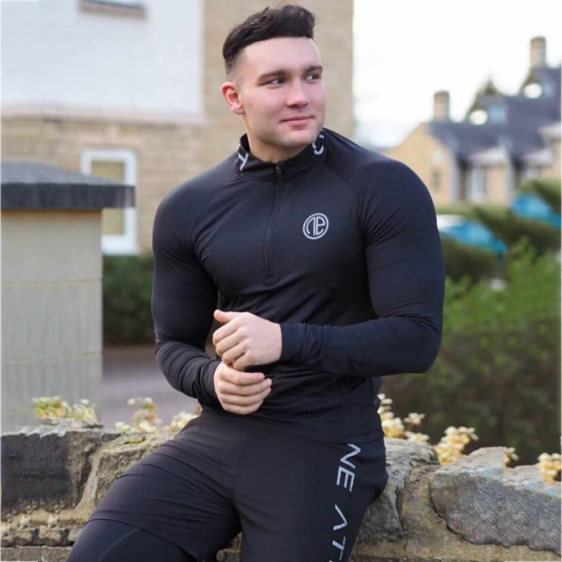 Спорт человек тренажерный зал рубашка Jogger бег спортивная одежда толстовка Для
