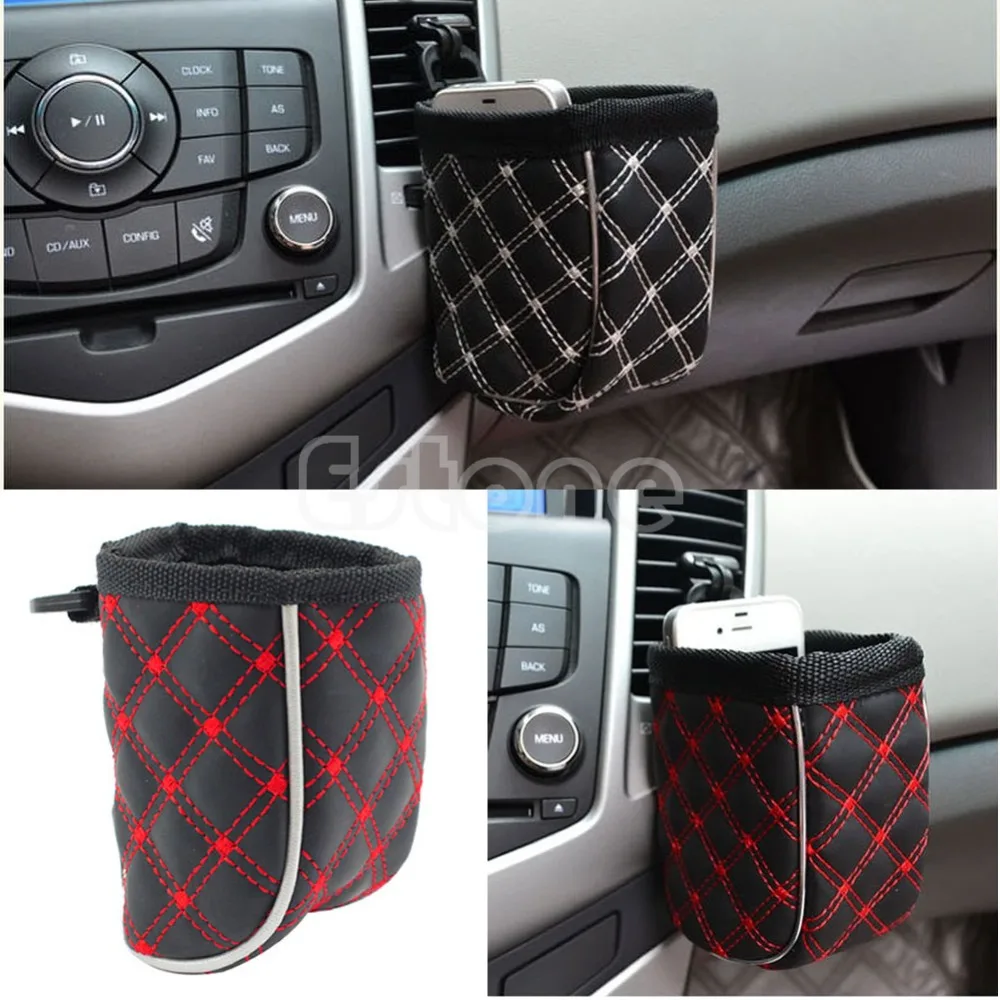 Car Air Vent Mobile Phone Mesh Holder Pocket Debris Storage Organizer