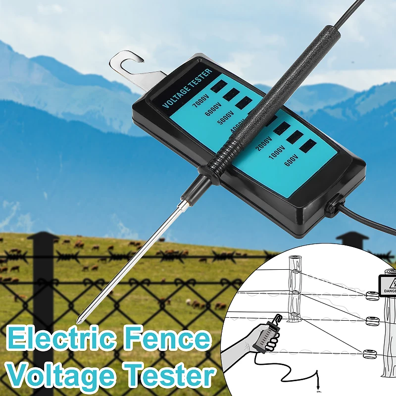 

600-7000V Voltage Tester Livestock Farm Electric Fencing Faulty Finder with Neon Lamp Detector for Daily Fence Maintenance
