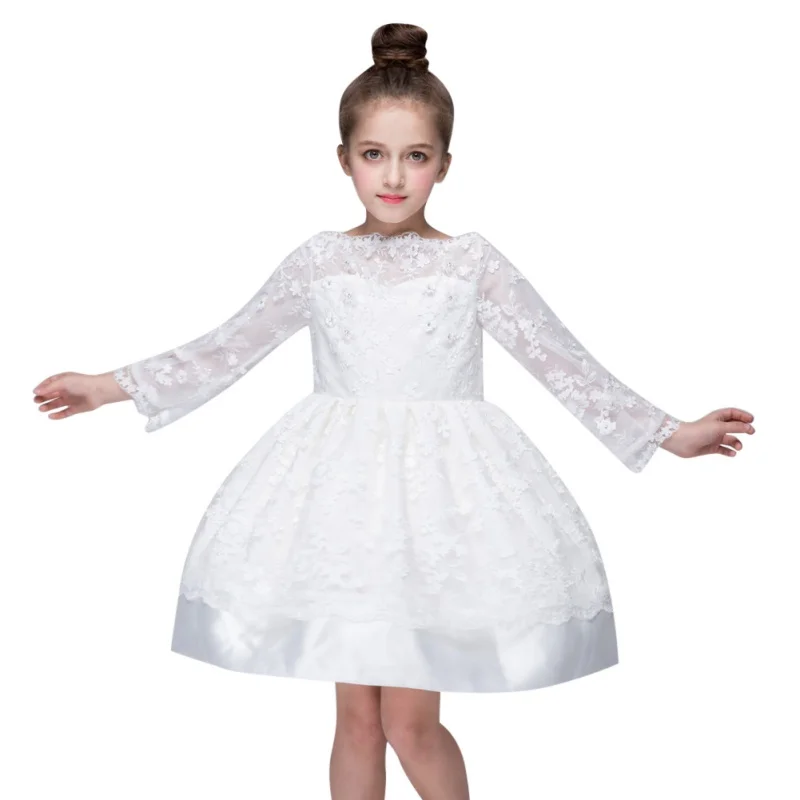 

New Fashion Kids Girls Party Wedding Flower Dress Children Costumes Moderator Clothing Ball Gown Prom Formal Chiffon Dress K2