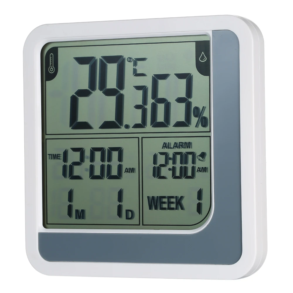 Digital LCD Room Temperature Humidity Gauge Meter Alarm Clock Indoor Thermometer Hygrometer with Max Min Value Display