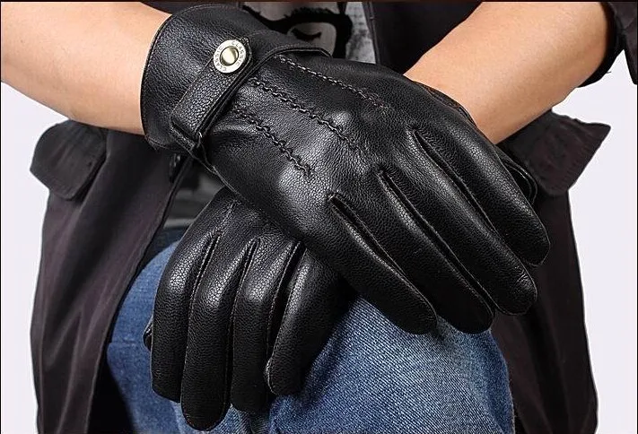 Осень и зима Hasp Для мужчин s из натуральной кожи перчатки зимние Термальность Для мужчин овчины перчатки AG-43