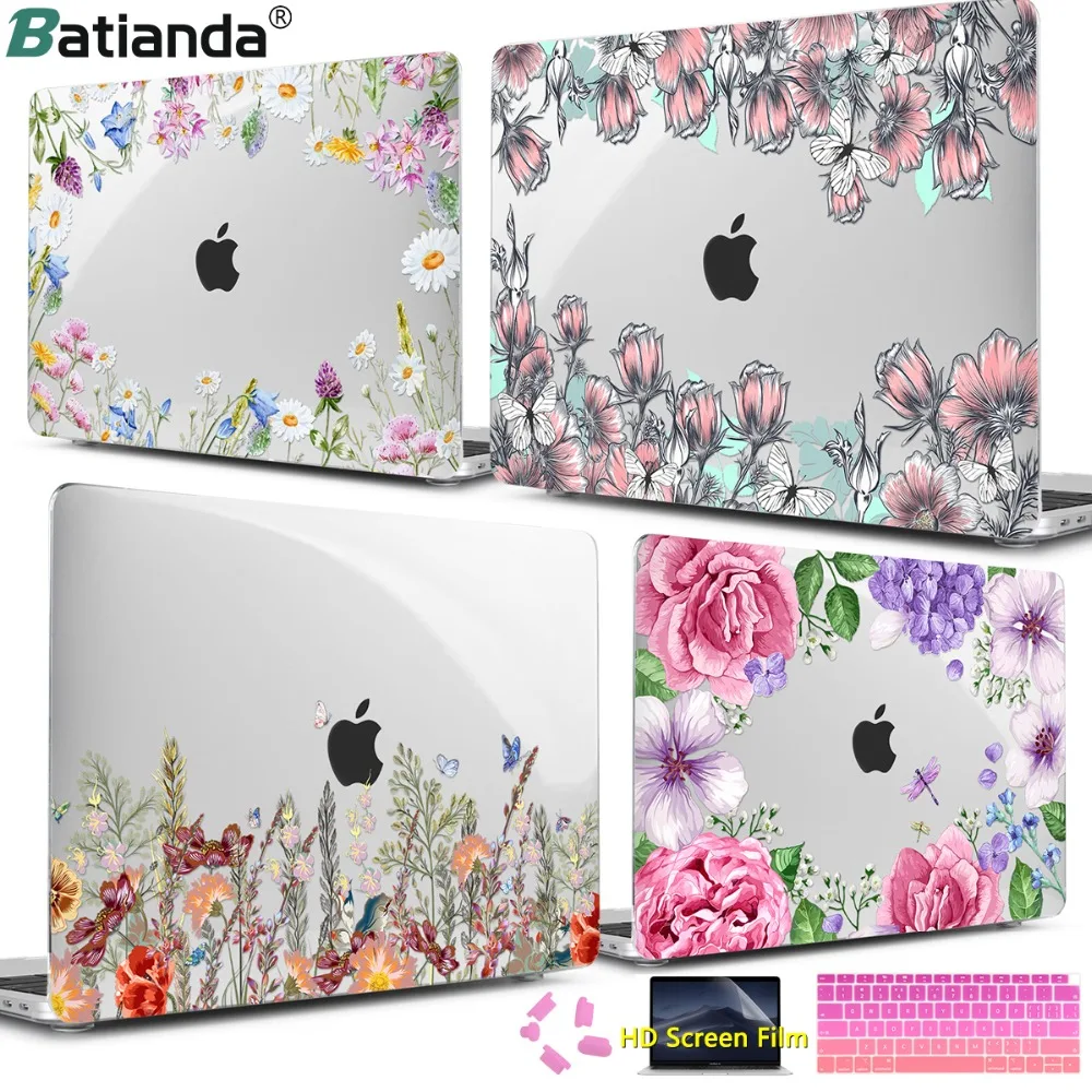 Funda de ordenador portátil flores para Macbook Air Pro Retina 11 12 13 15  Touch Bar 2018 A1990 Floarl funda para Macbook New Air 13 pulgadas  A1932|Bolsas y fundas de ordenador portátil| - AliExpress
