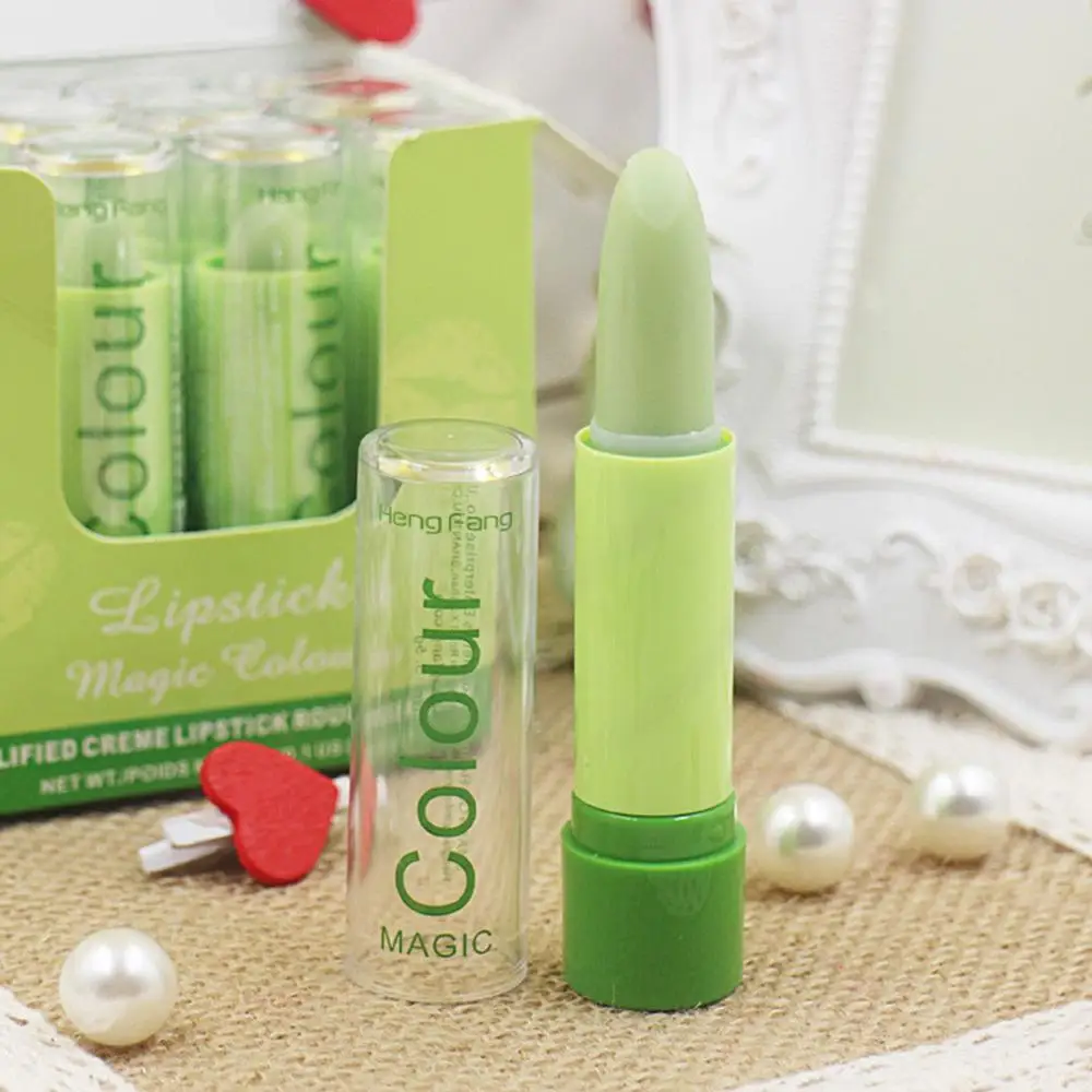 Professional color changeable lipstick green appearance red lip gloss