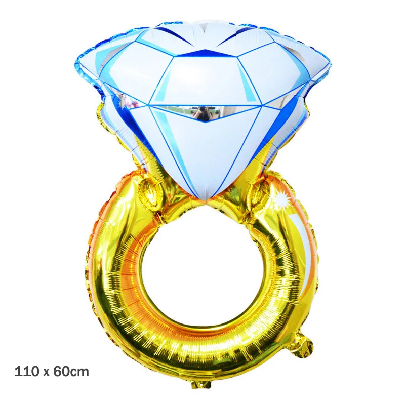 Золотое кольцо с бриллиантом фольги воздушный шар Жених Невеста Свадебные воздушные шарики гелиевый воздух воздушный шар обручальное украшение для взрослых события вечерние поставки - Цвет: Large ring