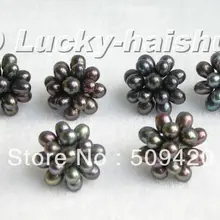 >>>>> 3 шт черный пресноводный жемчуг Серьги 18KGP